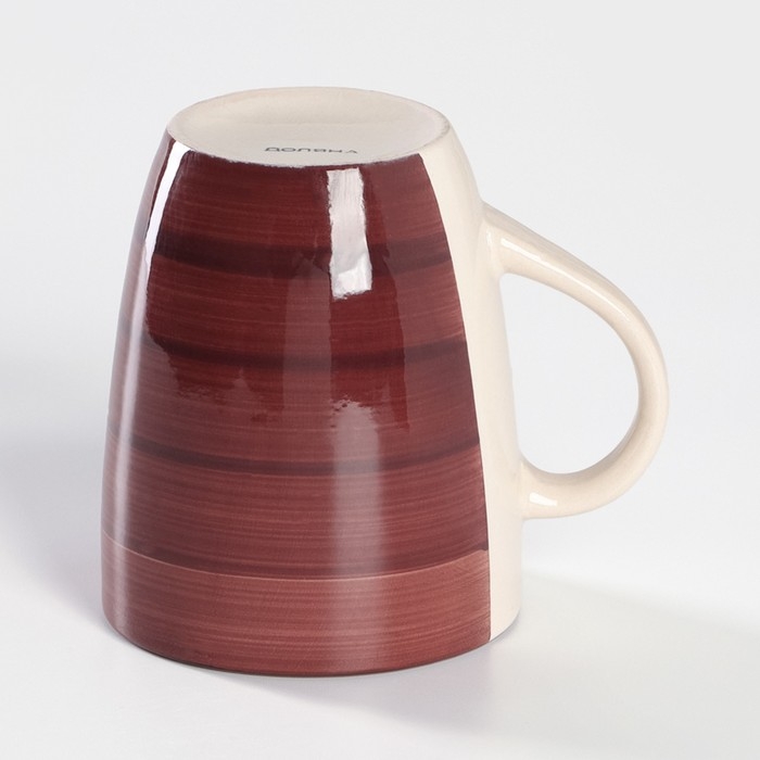 Кружка керамическая Доляна &laquo;Морской мир&raquo;, 360 мл, цвет бордовый