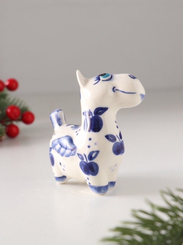 Статуэтка фарфоровая "Конь Пегас" кобальт, 8 см