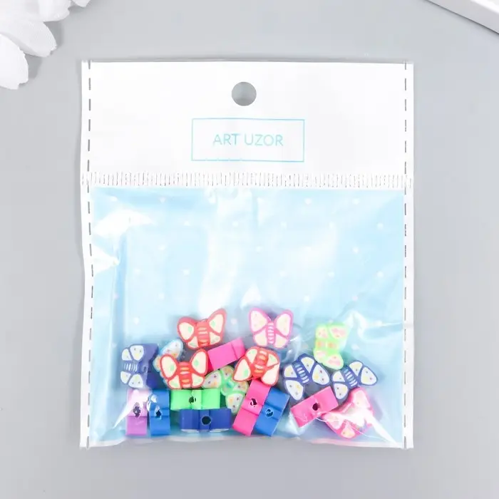 Бусины для творчества PVC "Бабочки" цветные набор 20 шт 1х1х1 см