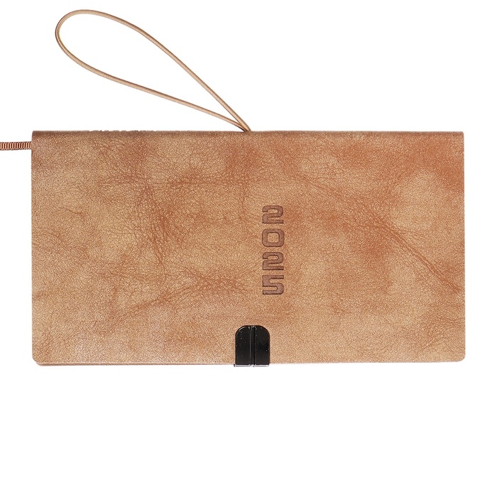 Еженедельник датир 2025г 175х95мм мягк обл иск кож 64л ESCALADA, бл тис, бл 70 г/м&sup2;,бежевый