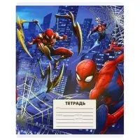 Тетрадь в клетку 24 листа, 5 видов МИКС, тиснение, обложка мелованный картон, &laquo;Человек-паук&raquo;