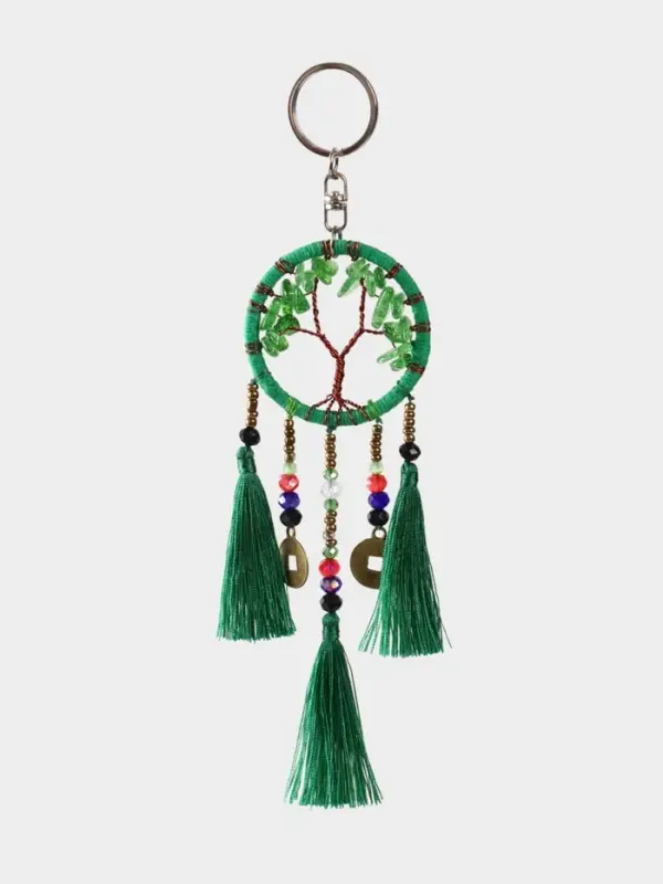 Брелок ловец снов "Древо" 19 см, цв. зелёный