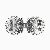 Зажим для кардигана "Ажур", веер, цвет белый в серебре