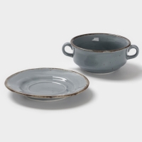 Бульонница Magistro "Alpine Frost" 250 мл 14,6х14,6х7,2 цвет синий с блюдцем