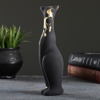 Фигура "Кошка Багира" черная, вправо, роспись 5х4х20см