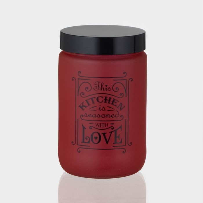 Банка стеклянная для сыпучих продуктов &laquo;Любовь на кухне&raquo;, 600 мл, цвет красный