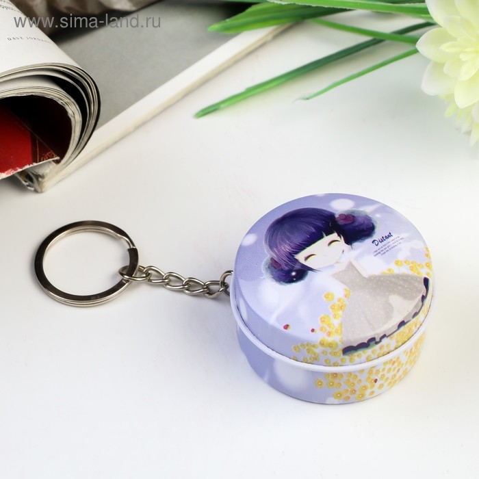 Шкатулка на кольце металл "Девочка с цветами" МИКС 2,1х4,5х4,5 см