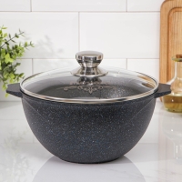 Казан &laquo;Гранит Stаr&raquo;, 4 л, стеклянная крышка, литые ручки, антипригарное покрытие, тёмно-синий