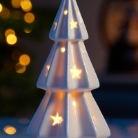 Светодиодная фигура "Елочка со звездами" 13х6.5х6.5, 1 LED, LR44x3(в компл.), Т/БЕЛЫЙ