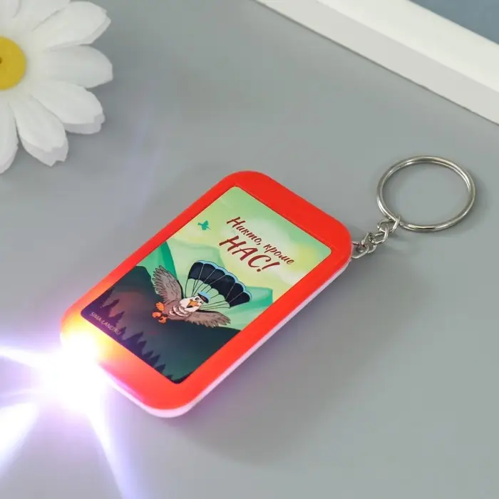 Фонарик брелок для ключей на кольце &laquo;Орёл: Никто, кроме нас!&raquo;, 6.5&times;3.5&times;1 см, МИКС