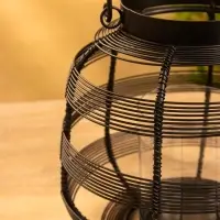 Подсвечник фонарь со стеклянной колбой, 19&times;19&times;18 см, d=9 см, металл, чёрный