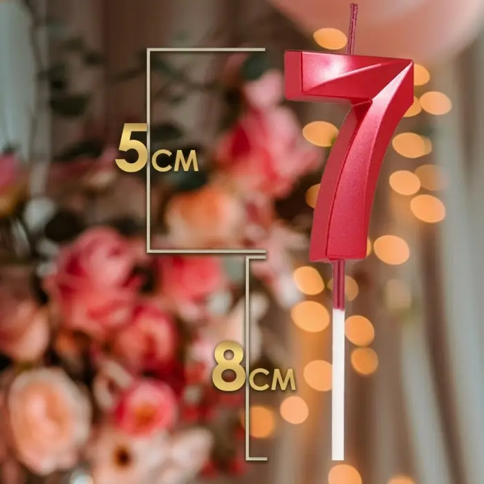 Свеча в торт на шпажке &laquo;Цифра 7&raquo;, красная, 5 см
