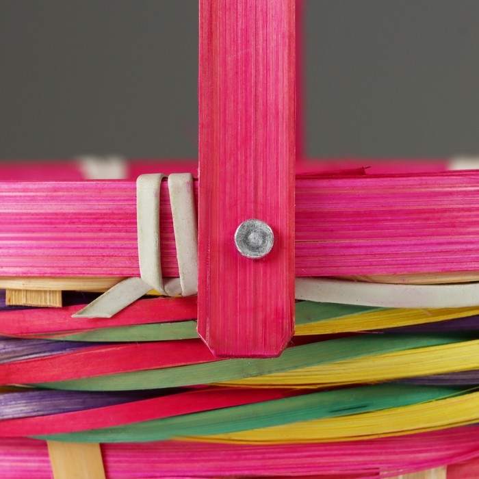 Корзина плетеная, D18 х 11 х 24 см, розовая, бамбук