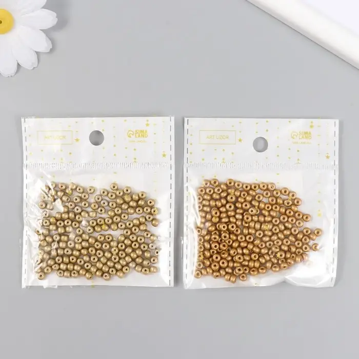 Бисер стекло 6/0 "Золотой" 15 гр МИКС