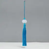 Подвеска текстиль, пластик "Кисть. Лотос" голубая 1,2х2,7х14,5 см