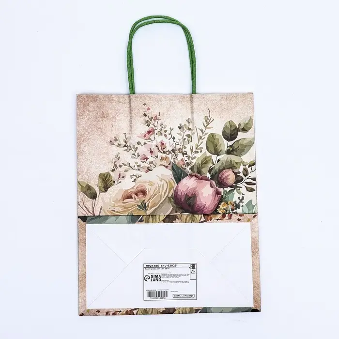 Пакет крафт &laquo;Цветы&raquo; 21&times;11&times;27 см
