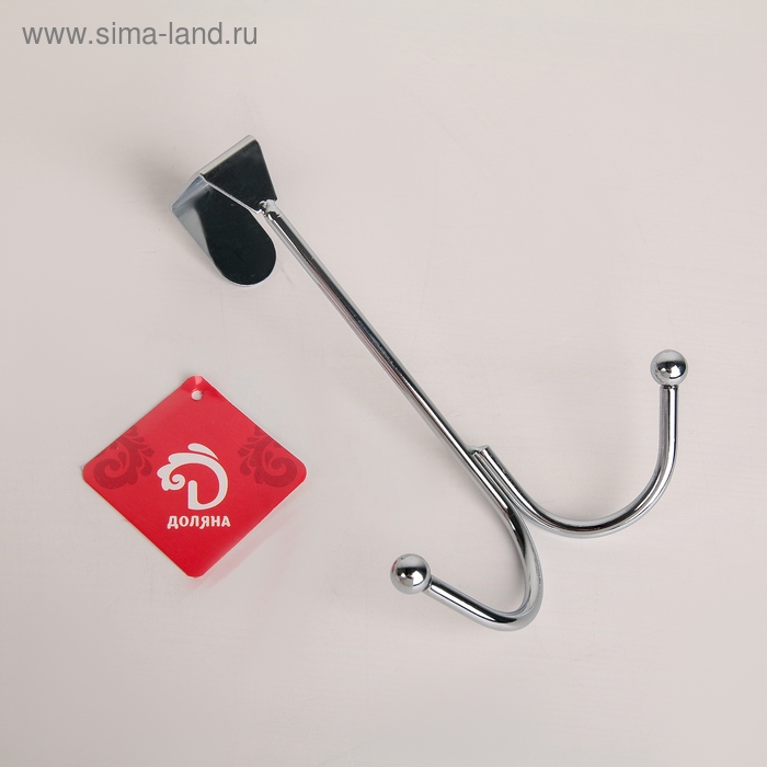 Вешалка на дверь Доляна &laquo;Лайт&raquo;, 2 крючка, 16,5&times;5&times;9,5 см, цвет хром