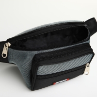 Сумка поясная на молнии, 3 наружных кармана, цвет серый/чёрный Сумка поясная на молнии, 3 наружных кармана, цвет серый/чёрный