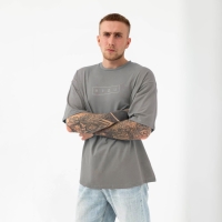 Футболка мужская KAFTAN "пздц", серый, р. 56 Футболка мужская KAFTAN "пздц", серый, р. 56