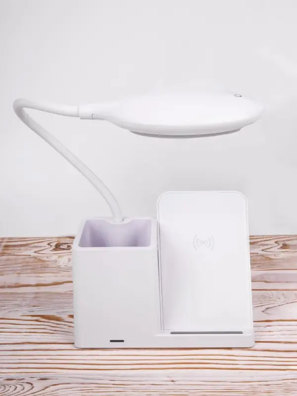 Лампа с органайзером и беспроводной зарядкой writeLight, ver. 2, белая Лампа с органайзером и беспроводной зарядкой writeLight, ver. 2, белая