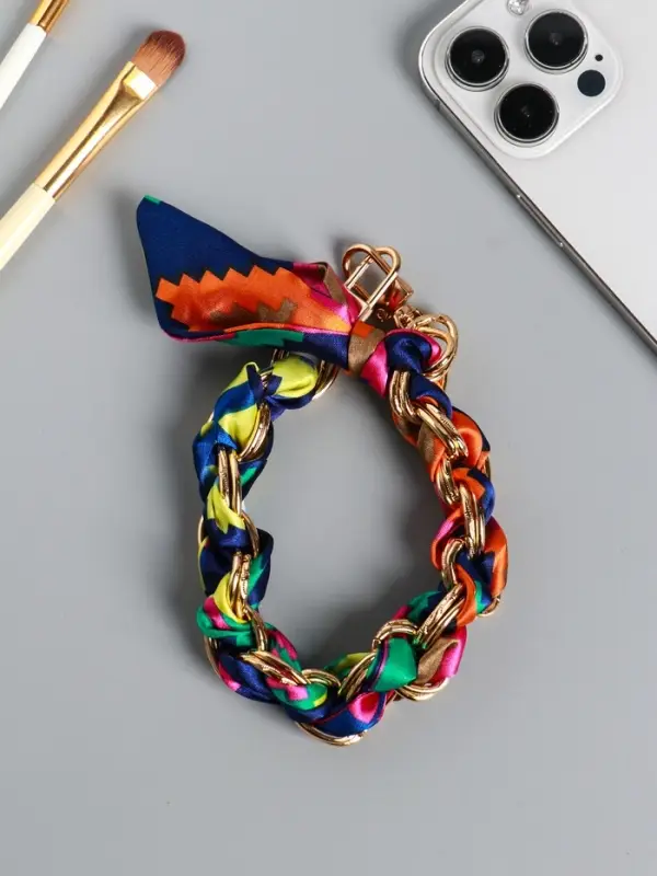 Брелок на 2 карабинах "Платок и цепочка" яркий 20х10х1,7 см