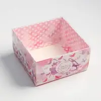 Коробка для кондитерских изделий с PVC крышкой &laquo;Приятных моментов&raquo;, 11.5 х 11.5 х 6 см