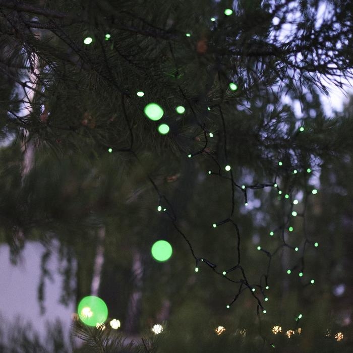 Гирлянда &laquo;Нить&raquo; 10 м, IP44, тёмная нить, 100 LED, свечение зелёное, 2 режима, солнечная батарея