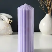 Свеча-цилиндр 7х20 см, 600 гр, с крупными гранями, лаванда