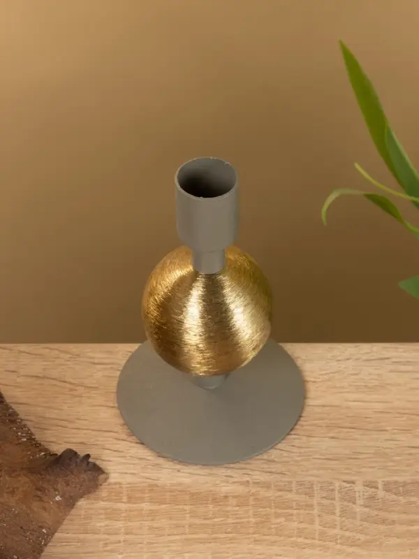 Подсвечник на 1 свечу текстурный "Графитовый" с 1 сферой 7,5х7,5х11,5 см