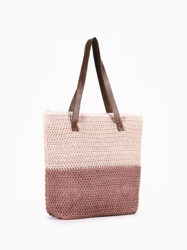 Сумка пляжная Полосы, 45*12*38, отд на молнии, подкладка, пудра/розовый Сумка пляжная Полосы, 45*12*38, отд на молнии, подкладка, пудра/розовый