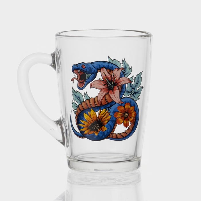 Кружка стеклянная кофейная &laquo;Цветы и змеи&raquo;, 300 мл, МИКС