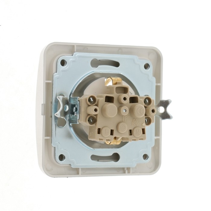 Розетка одноместная Luazon Lighting "Орион", 16 А, скрытая, с з/к, серебристая