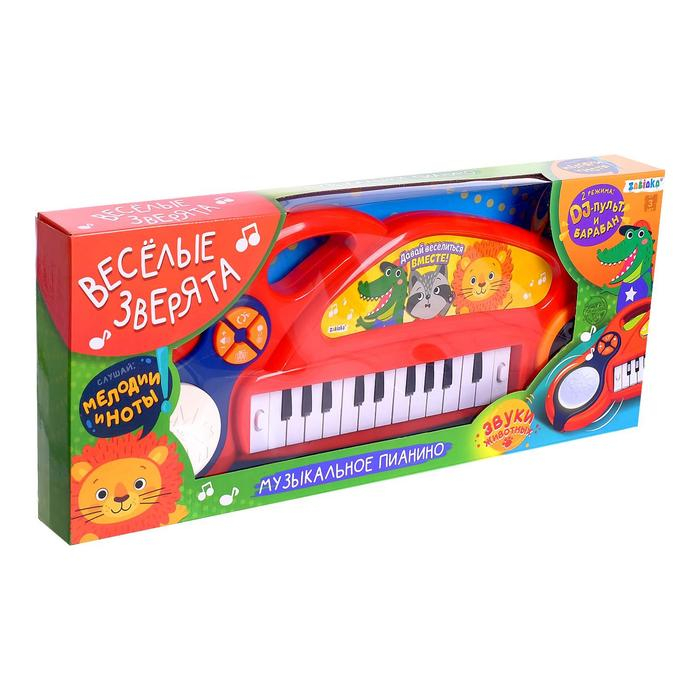 Музыкальное пианино &laquo;Весёлые зверята&raquo;, звук, свет, цвет красный