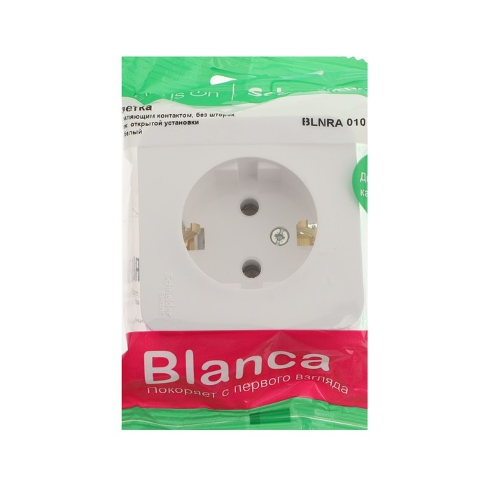Розетка SE Blanca, 16 А, 250 В, накладная, с з/к, IP20, белая, BLNRA010101 Розетка SE Blanca, 16 А, 250 В, накладная, с з/к, IP20, белая, BLNRA010101