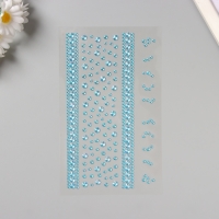 Наклейка пластик стразы "Цветочная дорога" голубая 22,5х11,5 см