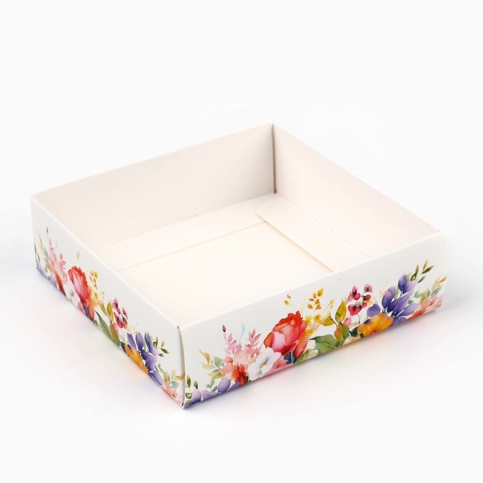 Коробка для кондитерских изделий &laquo;Цветочная поляна&raquo;, 10 х 10 х 10 см