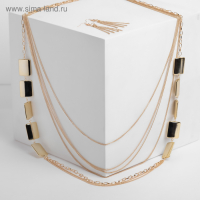 Набор 2 предмета: серьги, бусы &laquo;Унисон&raquo; прямоугольники, цвет золото, 80 см