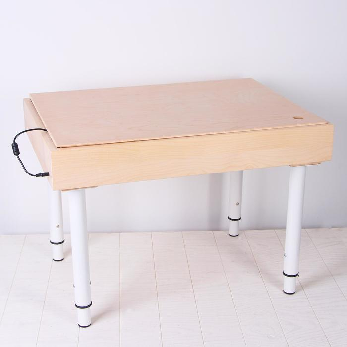 Стол для рисования песком с цветной подсветкой, 50 &times; 70 см и крышкой + гребень и трафарет