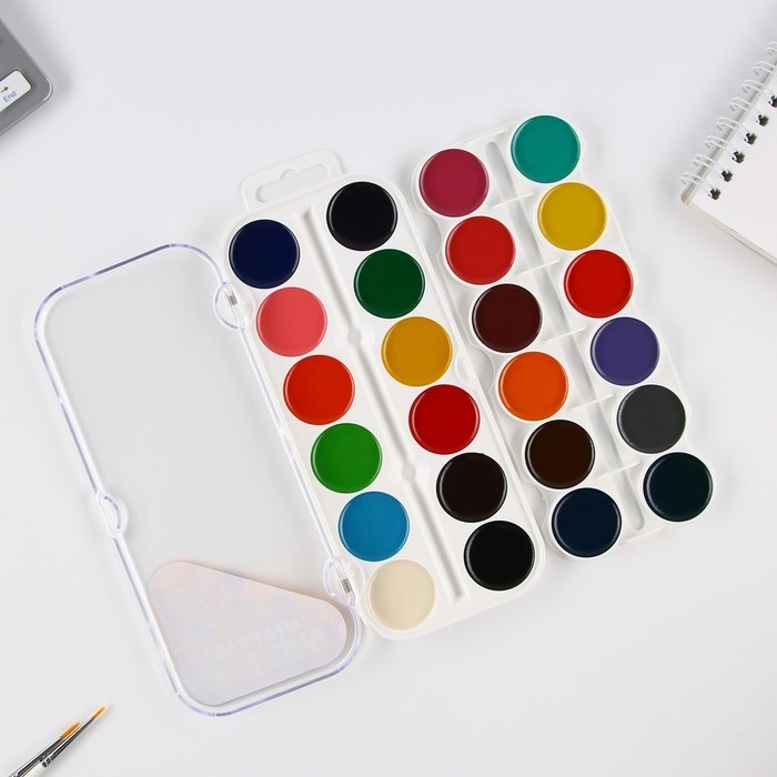 Акварельные краски медовые 24 цвета в пластиковой коробке, без кисти «1 сентября» Акварельные краски медовые 24 цвета в пластиковой коробке, без кисти «1 сентября»