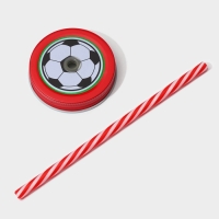 Кружка стеклянная с крышкой и трубочкой Доляна &laquo;Мяч&raquo;, 500 мл, цвет МИКС