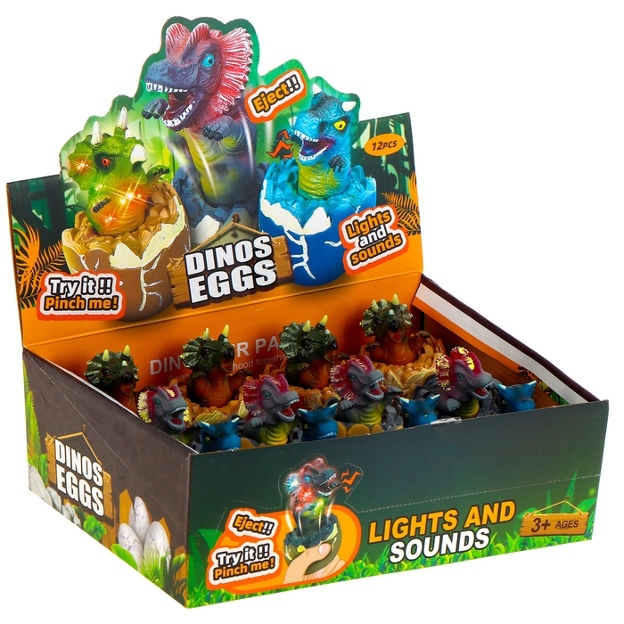 Мялка &laquo;Динозавры&raquo; световая, звуковая, виды МИКС