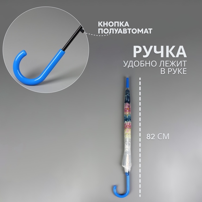 Зонт - трость полуавтоматический &laquo;Цветы&raquo;, 8 спиц, R = 40/58 см, D = 116 см, цвет МИКС