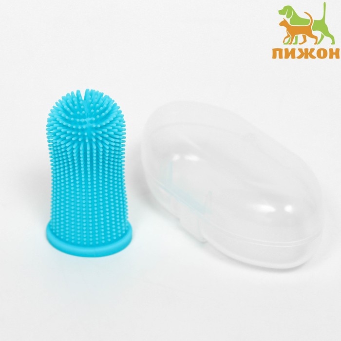 Щётка для чистки зубов животных, 5,5 х 2,5 см, голубая, контейнер 7 х 4 см Щётка для чистки зубов животных, 5,5 х 2,5 см, голубая, контейнер 7 х 4 см