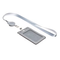 Бейдж-карман вертикальный кожзам, внешний 110x68мм, внутренний 85x54мм, лента 80x1,2см, серый. Бейдж-карман вертикальный кожзам, внешний 110x68мм, внутренний 85x54мм, лента 80x1,2см, серый.