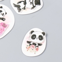 Наклейка картон 2 слоя "Цветочные панды" 17х12 см