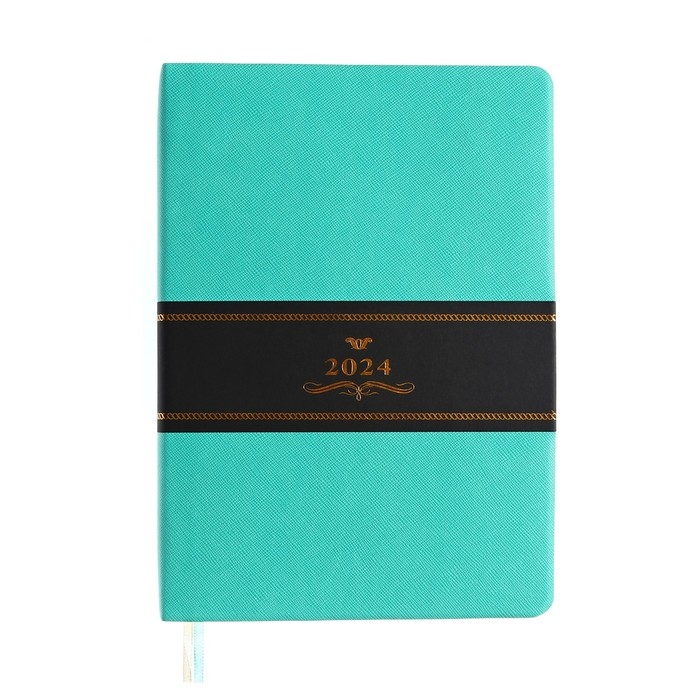 Ежедневник датированный 2024 A5 176 листов, deVENTE.Nobile, мягкая обложка из искусственной кожи, ляссе, кремовый блок 70 г/м2, бирюзовый