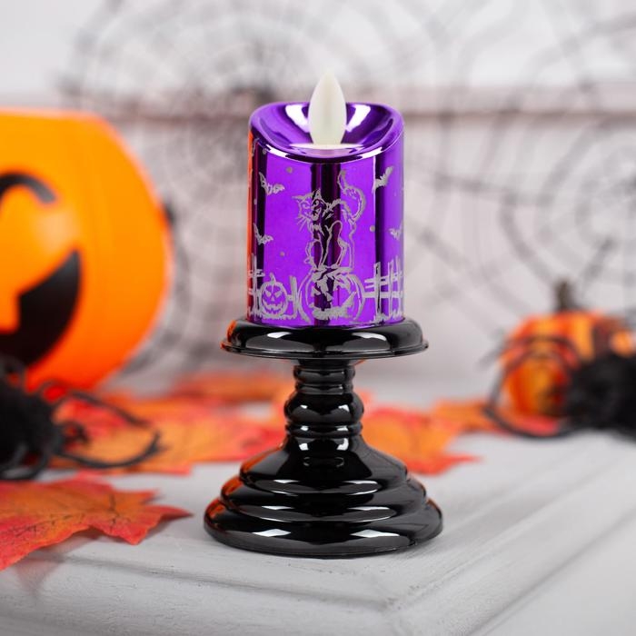 Светодиодная фигура &laquo;Свеча фиолетовая&raquo; 5 &times; 12 &times; 5 см, пластик, батарейки АААх2 (не в комплекте), свечение тёплое белое