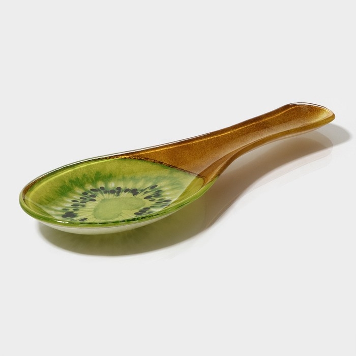 Подставка стеклянная под ложку Доляна &laquo;Романтичный киви&raquo;, 23,5&times;8,3&times;1,5 см