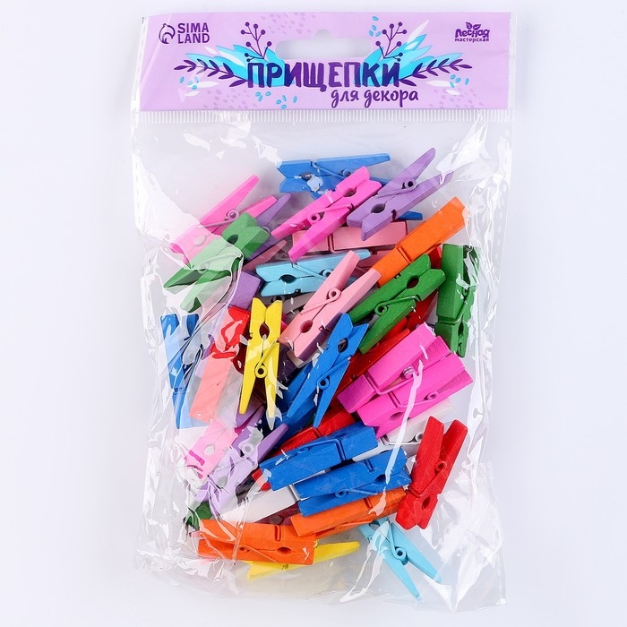 Набор прищепок для декора «Классика» 50 шт., 1 шт. — 3,5 см, МИКС Набор прищепок для декора «Классика» 50 шт., 1 шт. — 3,5 см, МИКС