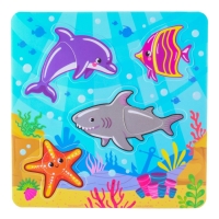 Игрушка пазл для ванны "Морской мир" с сачком + удочка, Крошка Я